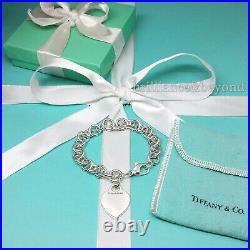 Tiffany & Co. Heart Tag Charm Bracelet Chain 925 Sterling Silver Authentic