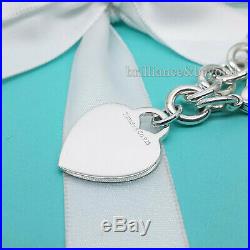 Tiffany & Co. Heart Tag Charm Bracelet Chain 925 Sterling Silver Authentic