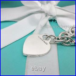 Tiffany & Co. Heart Tag Charm Bracelet Chain 925 Sterling Silver Authentic