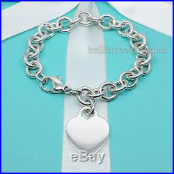 Tiffany & Co. Heart Tag Charm Bracelet Chain 925 Sterling Silver Authentic