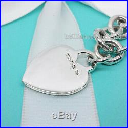 Tiffany & Co. Heart Tag Charm Bracelet Chain 925 Sterling Silver Authentic 7.75