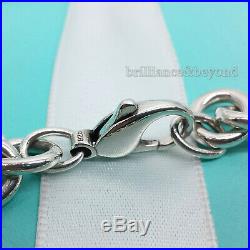 Tiffany & Co. Heart Tag Charm Bracelet Chain 925 Sterling Silver Authentic 7.75