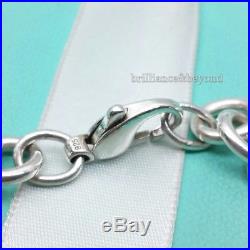 Tiffany & Co. Heart Tag Charm Bracelet Chain 925 Sterling Silver Authentic 8.25