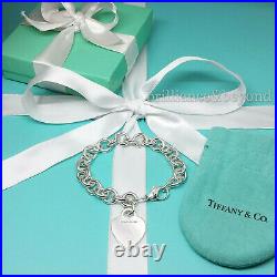 Tiffany & Co. Heart Tag Charm Bracelet Chain 925 Sterling Silver Authentic Vtg