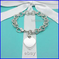 Tiffany & Co. Heart Tag Charm Bracelet Chain 925 Sterling Silver Authentic Vtg