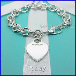 Tiffany & Co. Heart Tag Charm Bracelet Chain 925 Sterling Silver Authentic Vtg