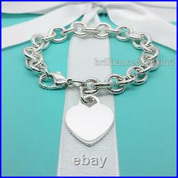 Tiffany & Co. Heart Tag Charm Bracelet Chain 925 Sterling Silver Authentic Vtg