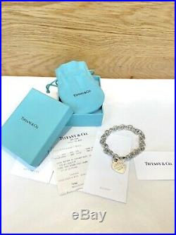 Tiffany & Co Heart Tag Charm Bracelet Sterling Silver 925 (8 Inches)