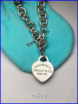 Tiffany & Co Heart Tag Charm Bracelet Sterling Silver 925 (8 Inches)