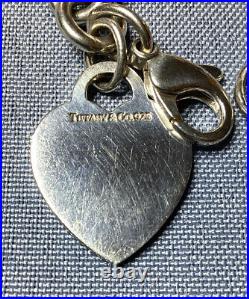 Tiffany & Co Heart Tag Charm Bracelet Sterling Silver Oval Link Length 7.5