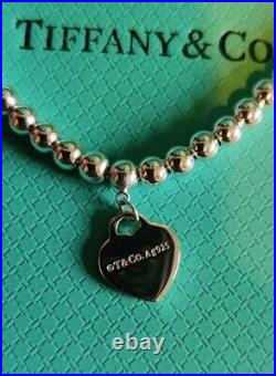 Tiffany & Co Heart Tag Sterling Silver Beaded Bracelet
