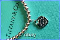 Tiffany & Co Heart Tag Sterling Silver Beaded Bracelet