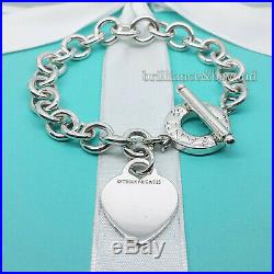 Tiffany & Co Heart Tag Toggle Bracelet Chain Charm 925 Sterling Silver Authentic