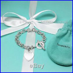 Tiffany & Co Heart Tag Toggle Chain Charm Bracelet 925 Sterling Silver Authentic