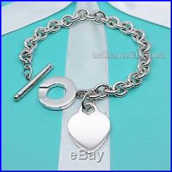 Tiffany & Co Heart Tag Toggle Chain Charm Bracelet 925 Sterling Silver Authentic