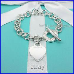 Tiffany & Co. Heart Tag Toggle Charm Bracelet 925 Sterling Silver Authentic