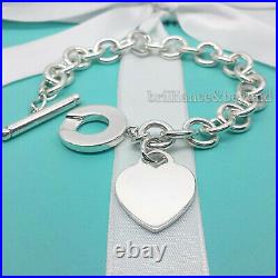 Tiffany & Co. Heart Tag Toggle Charm Bracelet 925 Sterling Silver Authentic