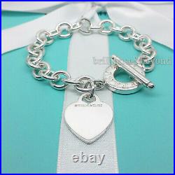 Tiffany & Co. Heart Tag Toggle Charm Bracelet 925 Sterling Silver Authentic