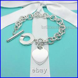 Tiffany & Co. Heart Tag Toggle Charm Bracelet 925 Sterling Silver Authentic