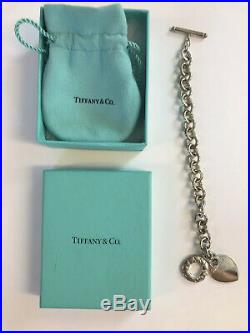 Tiffany & Co. Heart Tag Toggle Charm Bracelet 925 Sterling Silver Authentic 7.5