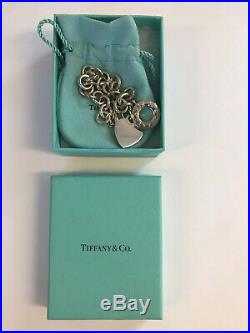 Tiffany & Co. Heart Tag Toggle Charm Bracelet 925 Sterling Silver Authentic 7.5