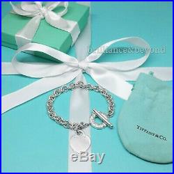 Tiffany & Co Heart Tag Toggle Charm Bracelet 925 Sterling Silver Authentic 8.25