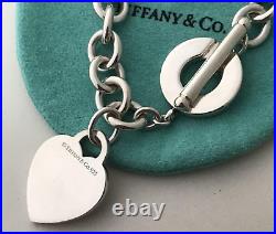 Tiffany & Co. Heart Tag Toggle Charm Bracelet 925 Sterling Silver Authentic Used