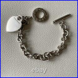 Tiffany & Co. Heart Tag Toggle Charm Bracelet 925 Sterling Silver withpouch