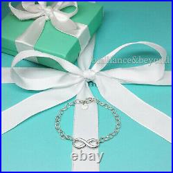 Tiffany & Co. Infinity Charm Bracelet 925 Sterling Silver Chain Authentic