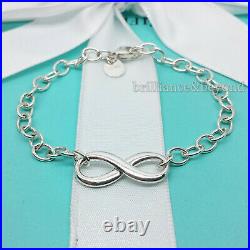 Tiffany & Co. Infinity Charm Bracelet 925 Sterling Silver Chain Authentic