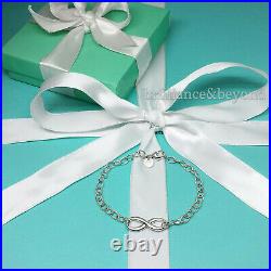 Tiffany & Co. Infinity Charm Bracelet 925 Sterling Silver Chain Authentic 7.75
