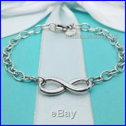 Tiffany & Co. Infinity Charm Chain Clasp Bracelet 925 Sterling Silver Authentic