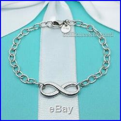 Tiffany & Co. Infinity Charm Chain Clasp Bracelet 925 Sterling Silver Authentic