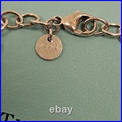 Tiffany & Co Infinity Eternal Chain Heart Charm Bracelet Sterling Silver Size 7