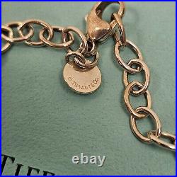 Tiffany & Co Infinity Eternal Chain Heart Charm Bracelet Sterling Silver Size 7