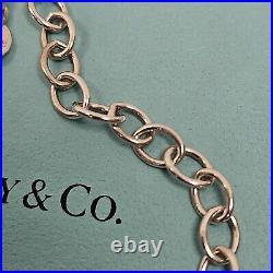 Tiffany & Co Infinity Eternal Chain Heart Charm Bracelet Sterling Silver Size 7