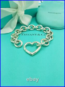 Tiffany & Co. Large Links Open Heart Clasp 7.75 Silver Bracelet, UK Hallmarks