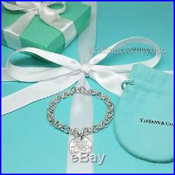 Tiffany & Co. New York Notes Round Tag Charm Chain Bracelet 925 Sterling Silver