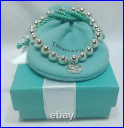 Tiffany Co Paloma Picasso Loving Heart Charm 8mm Bead Medium Bracelet Silver 925
