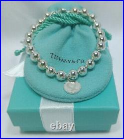 Tiffany Co Paloma Picasso Loving Heart Charm 8mm Bead Medium Bracelet Silver 925