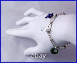 Tiffany & Co Peretti Gemstone Charm Bracelet Crystal Lapis Jade Jasper silver