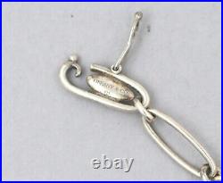 Tiffany & Co. Peretti Sterling Silver 925 Oval Link Bracelet With Heart Charm 7 In