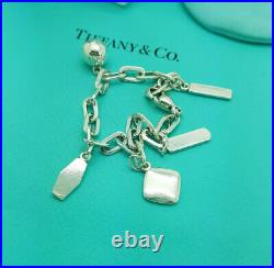 Tiffany & Co. RARE Italy 1837 LOGO Silver charm 7 Bracelet, Full UK Hallmarked