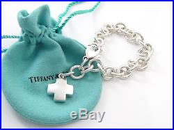 Tiffany & Co RARE Silver Cross Charm 7.25 Bracelet