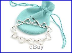 Tiffany & Co RARE Silver Heart Clasp Clasping Charm Bracelet Bangle