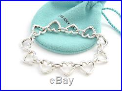 Tiffany & Co RARE Silver Heart Clasp Clasping Charm Bracelet Bangle