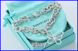 Tiffany & Co. RARE Silver Nature Large Butterfly Charm 7 Bracelet withPackaging