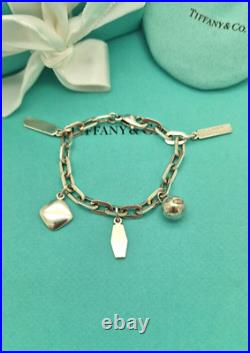 Tiffany & Co. RARE Sterling Silver Italy 1837 LOGO charm 7 Bracelet