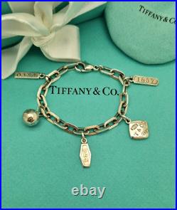 Tiffany & Co. RARE Sterling Silver Italy 1837 LOGO charm 7 Bracelet