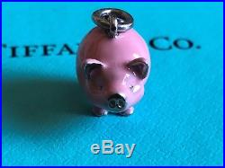 Tiffany & Co RARE silver pink enamel pig piglet pendant charm necklace bracelet
